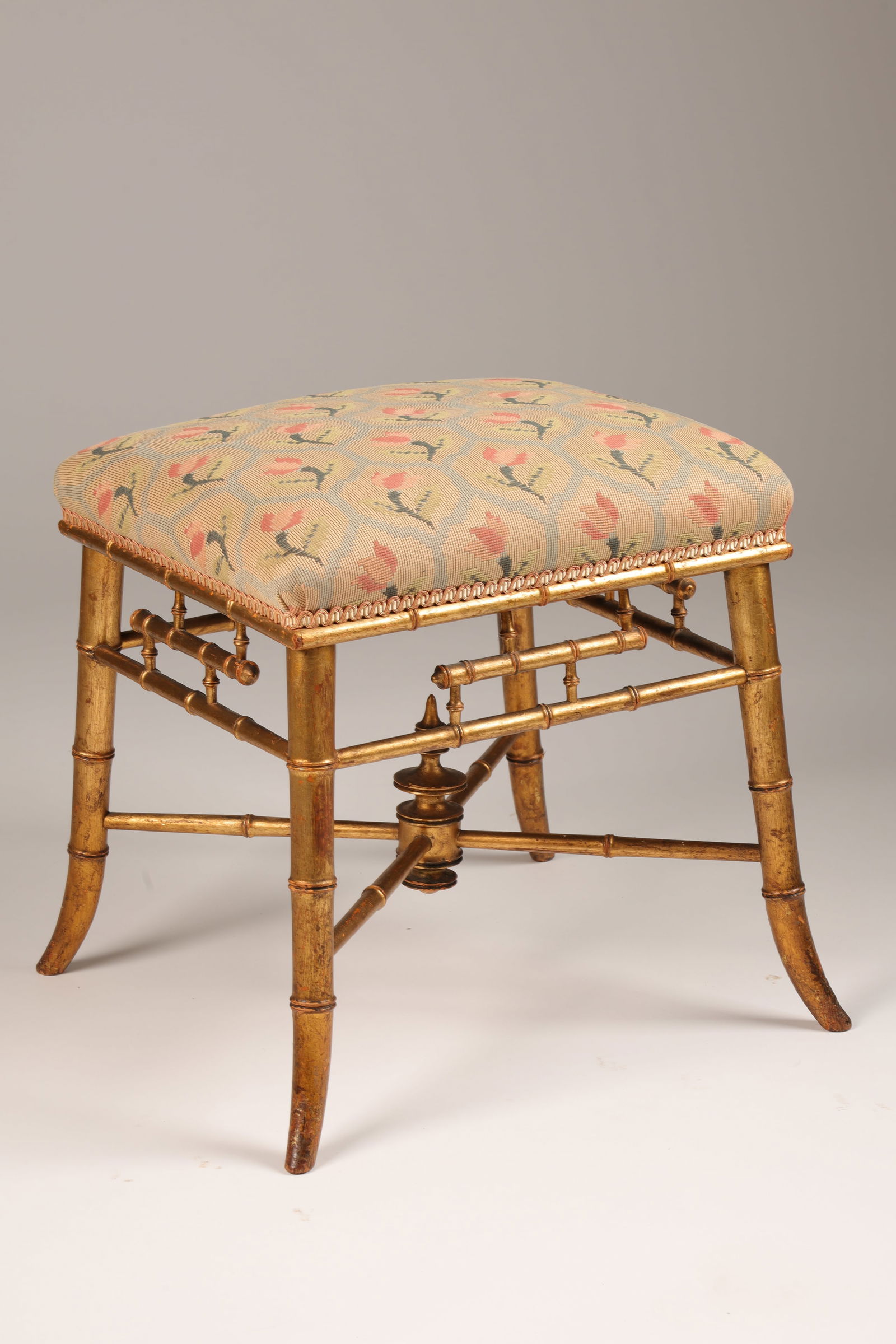 Antique French Napoleon Gilt Faux Bamboo Stool (1 of 5)