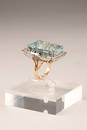 14K Gold, Aquamarine, Diamond and Sapphire Ring