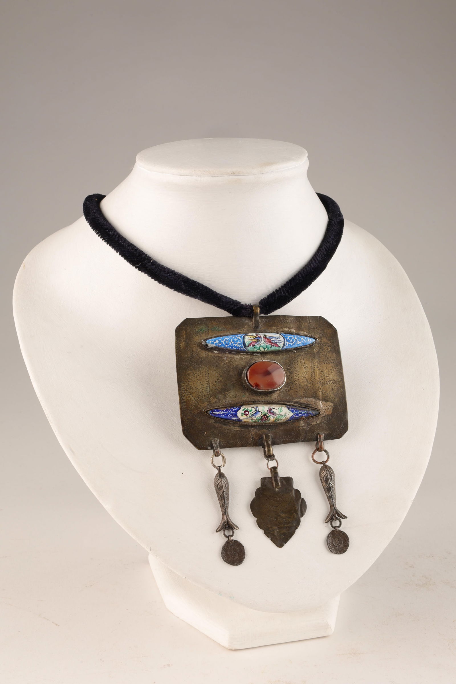 Middle Eastern Enamelware Silver Necklace Pendant (1 of 6)