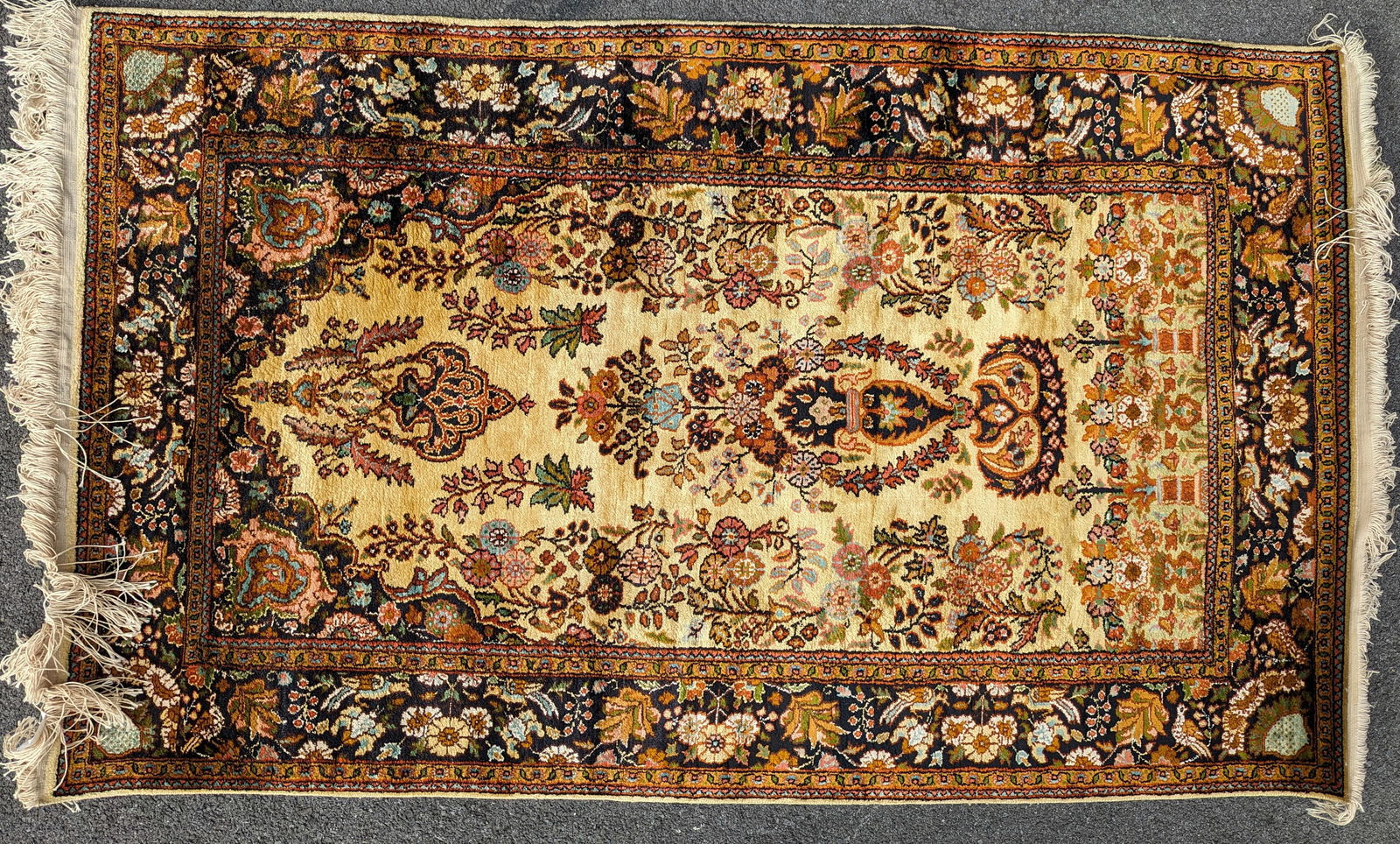 Middle Eastern Tabriz Silk Wool Prayer Rug Cream G (1 of 4)