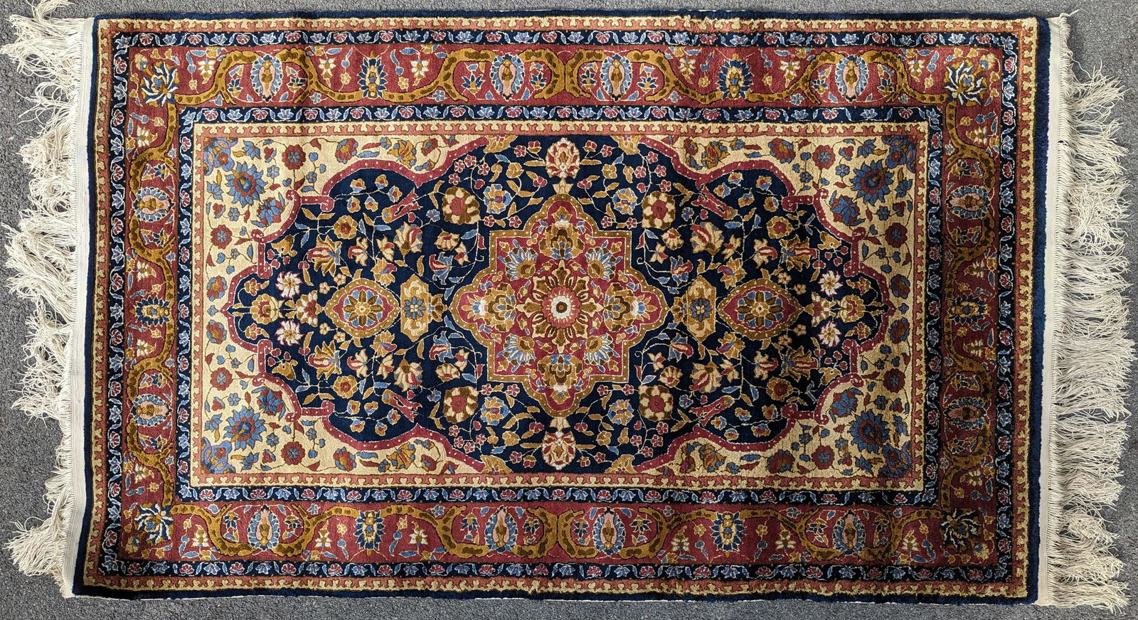 Oriental Middle Eastern Silk Wool Rug Carpet Blue (1 of 3)