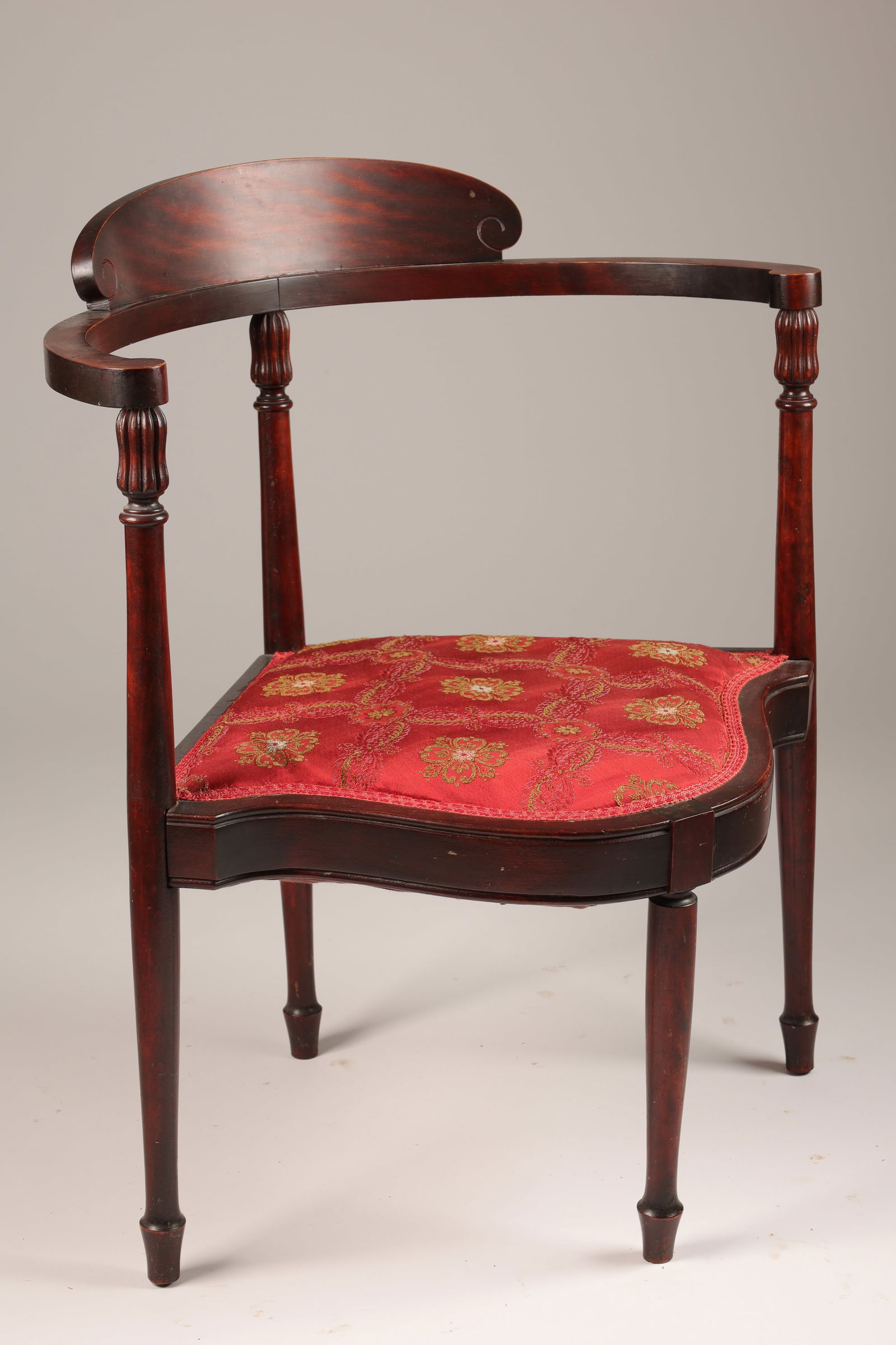 Antique Silk Upholstered Corner Chair Auction