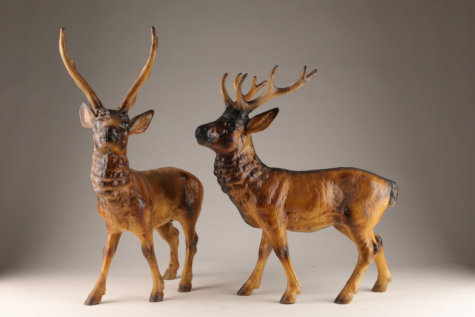 Pair Cast Iron Small Deer Statues Lawn Ornaments (1 of 8)