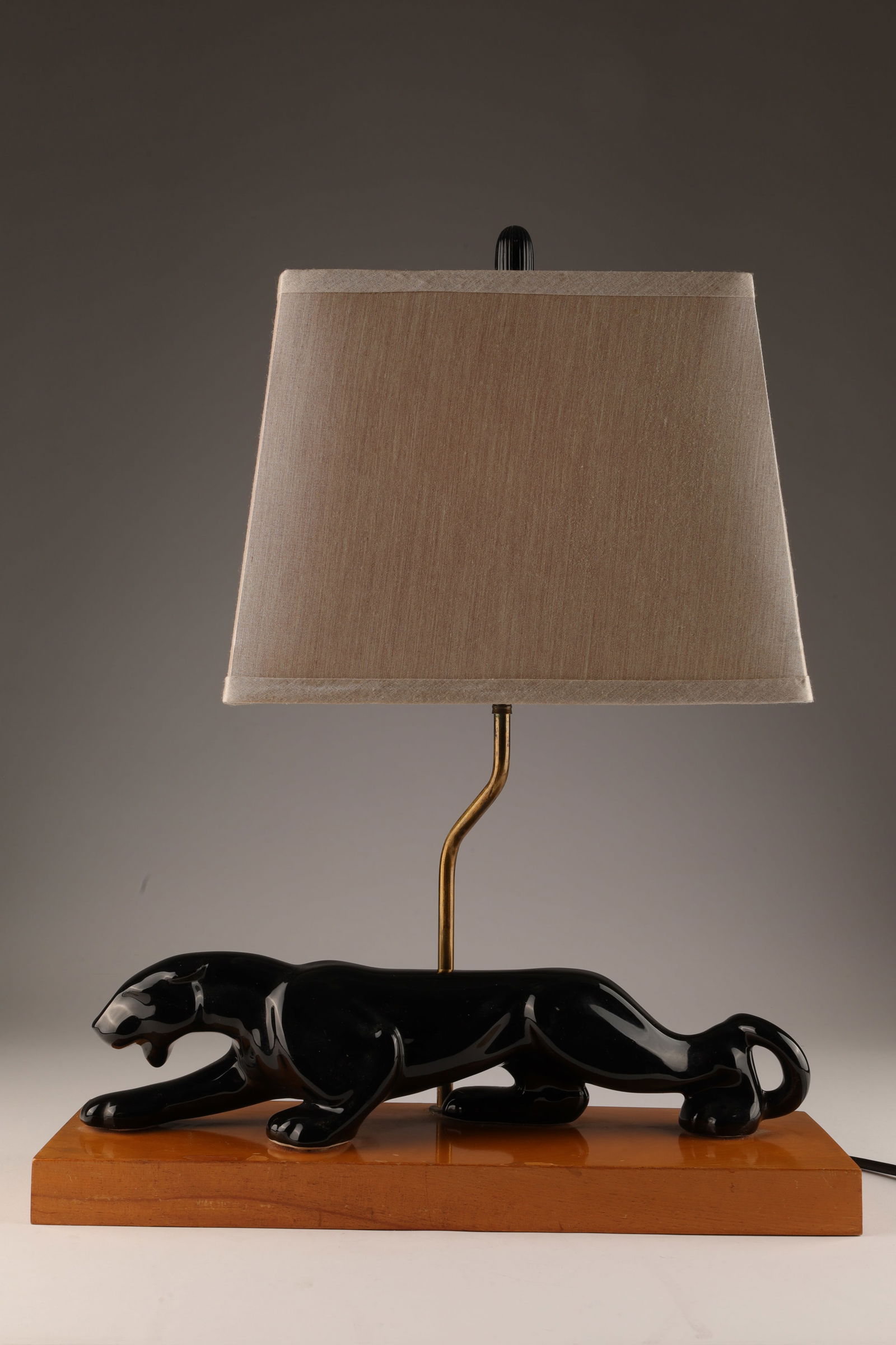 Mid Century Ceramic Black Panther Lamp (1 of 5)