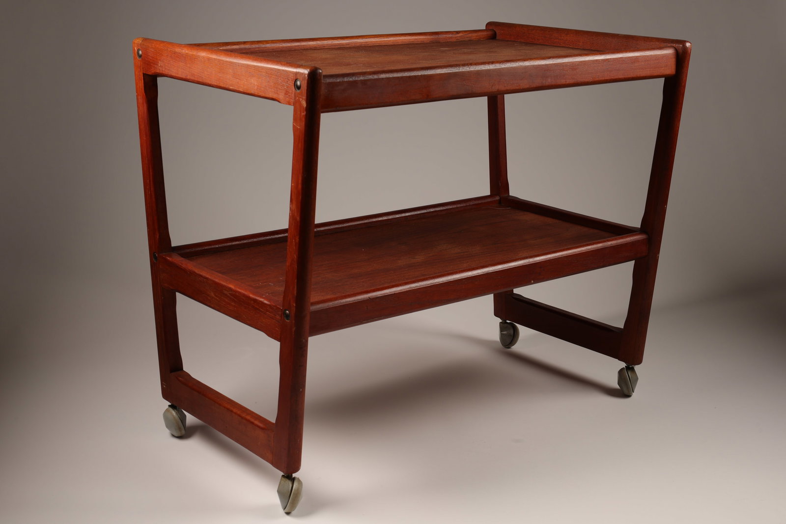 Teak Bar Cart Holger Georg Jensen Kubus, Denmark: Mid Century Modern Teak Bar Cart by Holger Georg Jensen for Kubus, Denmark. 23 inches H x 27.5 W x 17.5 deep.