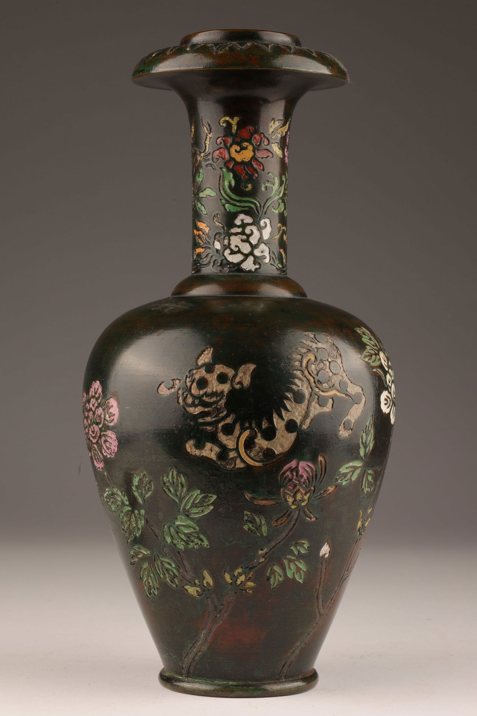 Antique Chinese Champleve Enamel Bronze Vase (1 of 10)