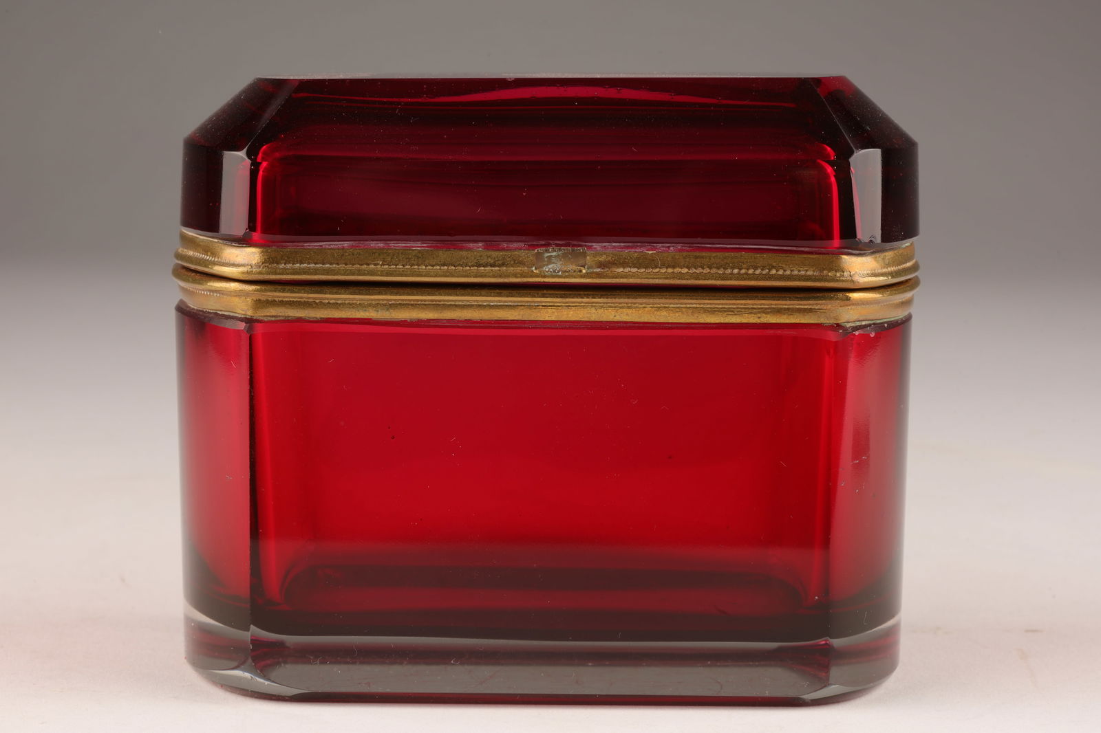 Victorian Cranberry Glass Casket Brass Fittings (1 of 6)