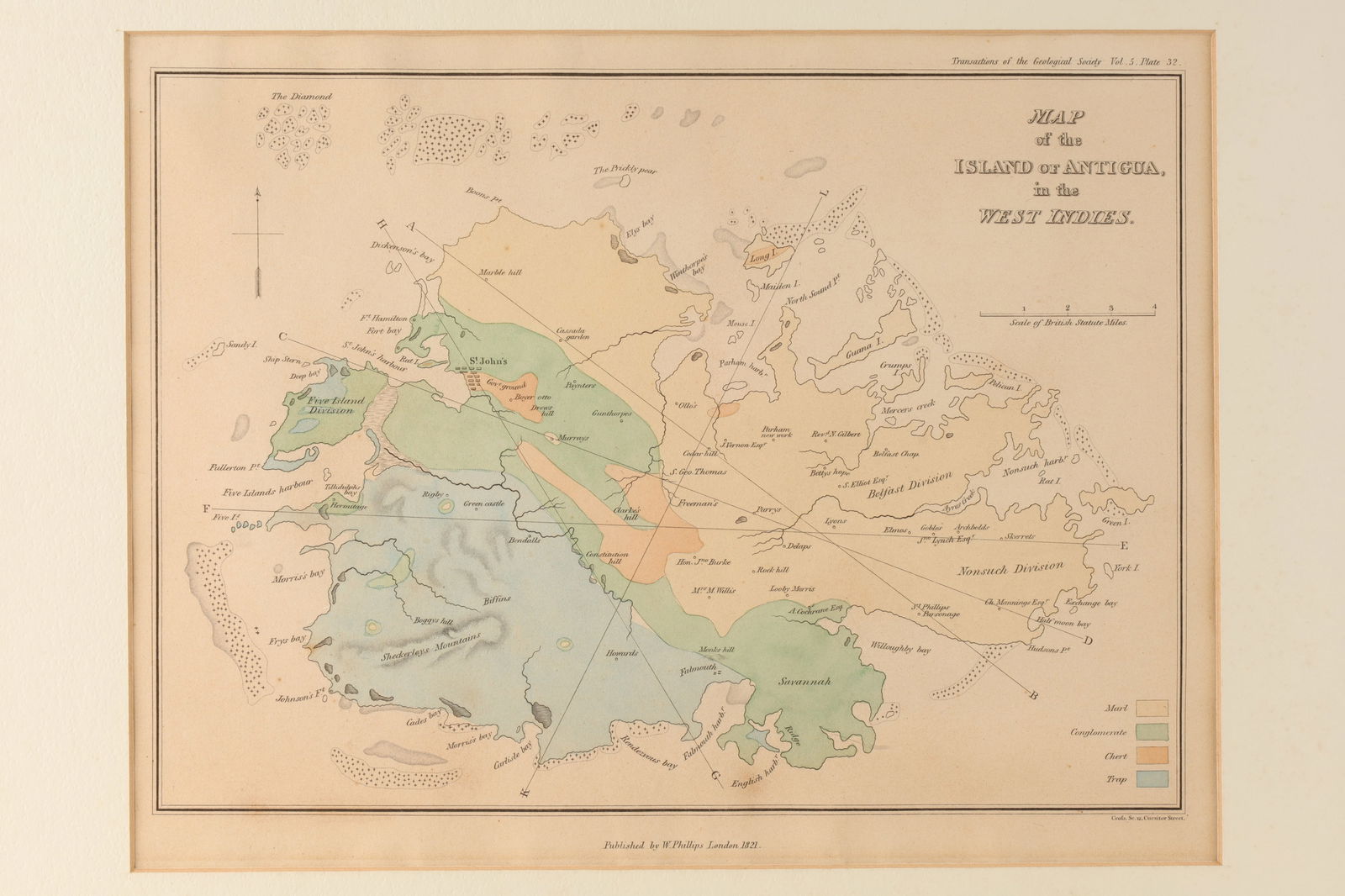 1821 Antigua West Indies Map / W. Phillips London (1 of 7)