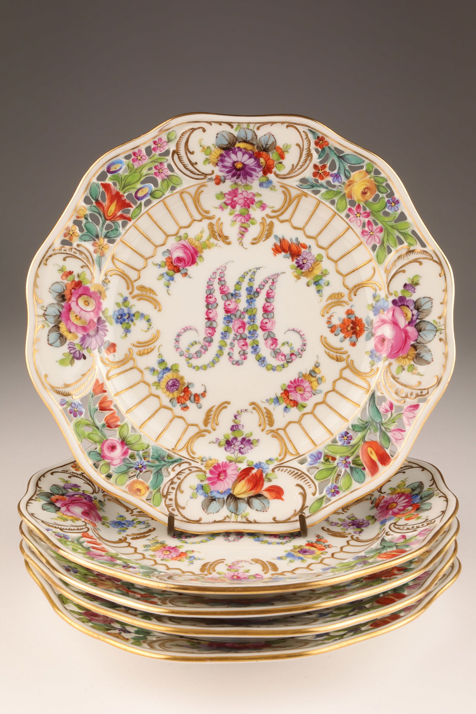 Set Dresden Potschappel Marie Antoinette Plates (1 of 8)