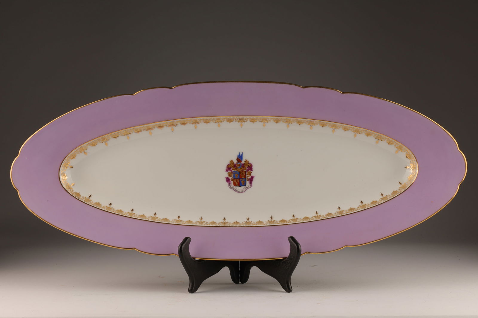 French Porcelain Armorial Lavender Fish Platter (1 of 6)
