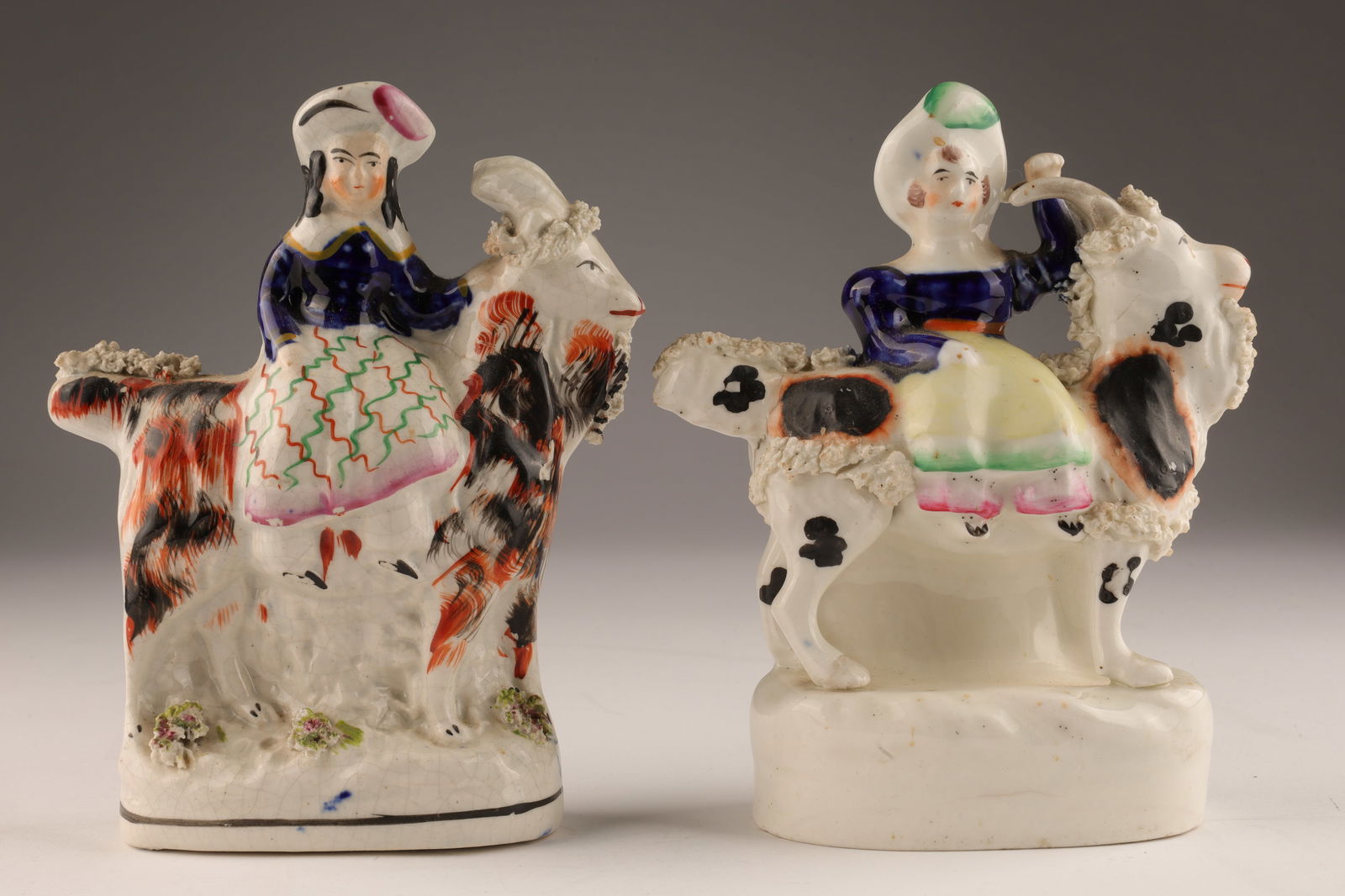 Lot Antique Staffordshire Girls on Goats Figurines (1 of 7)