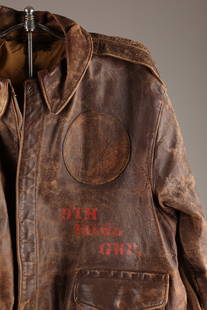 Air Force A2 Leather Flight Jacket 9th Bomb Grp: Vintage A2 Leather Air Force Flight Bomber Jacket 9th Bomb Grp. Measures 28 inches from collar to waist, 24 inches pit to pit, 26 inches shoulder to sleeve, 21 inches w at waist. Measured laying flat.