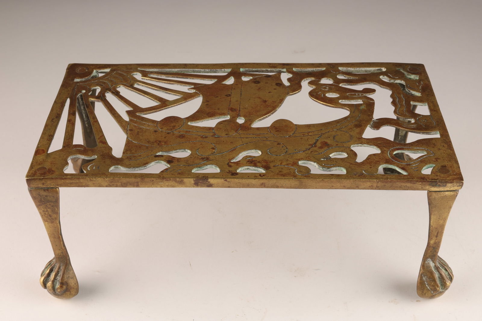 Antique Brass Scottish Celtic Viking Ship Trivet (1 of 4)