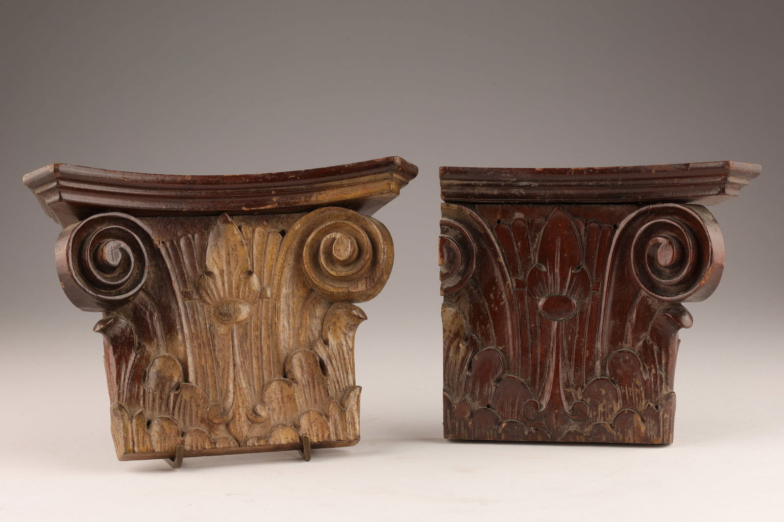 Pair Antique Carved Wood Corinthian Capitals (1 of 5)