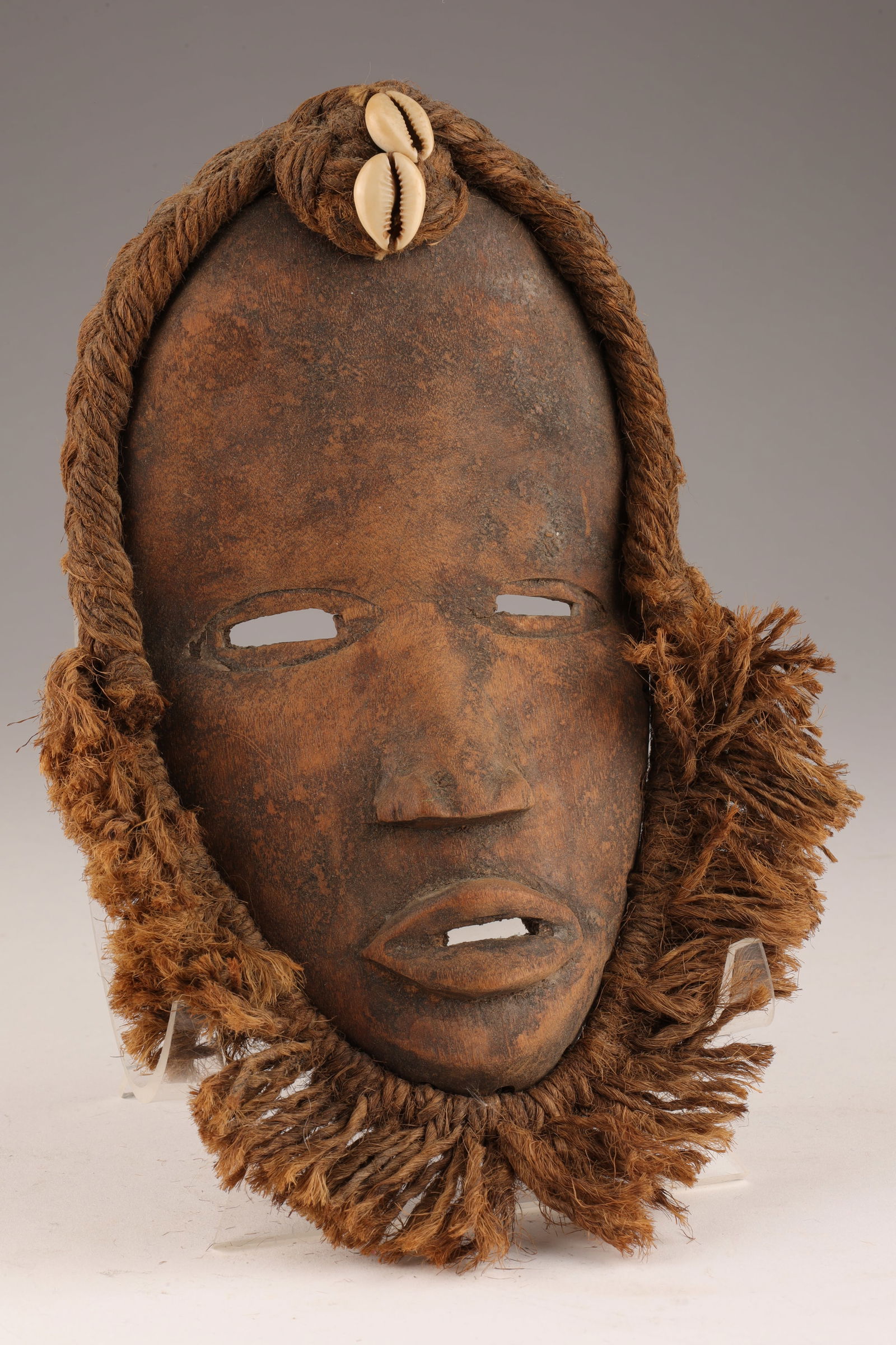 African Small Carved Wood Mask with Cowrie Shells (1 of 4)