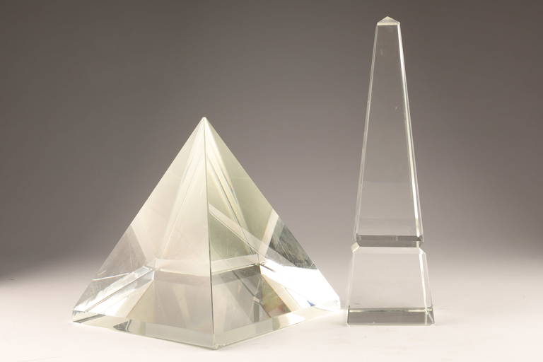 Pair Of Crystal Prisms, Pyramid And Obelisk