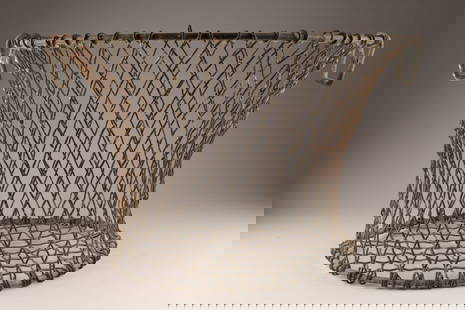 19th C French Wire Basket with Handles: 19th C French Wire Basket with Handles. 21 inches diameter x 13 H.