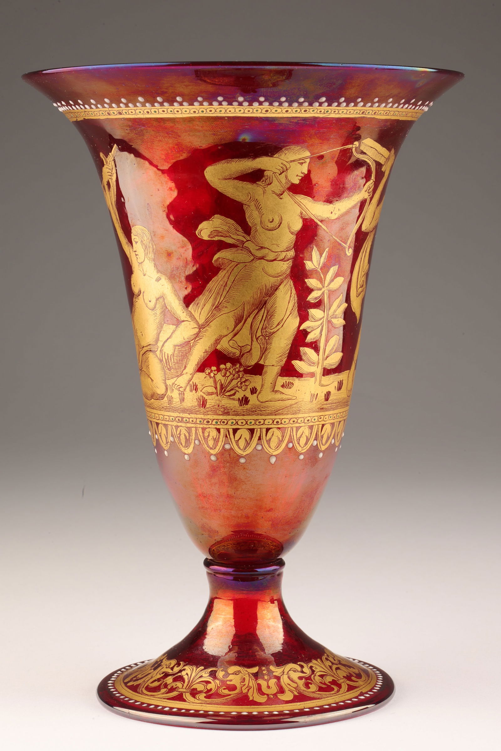 Salviati Murano Red Neoclassical Gilt Warrior Vase (1 of 8)
