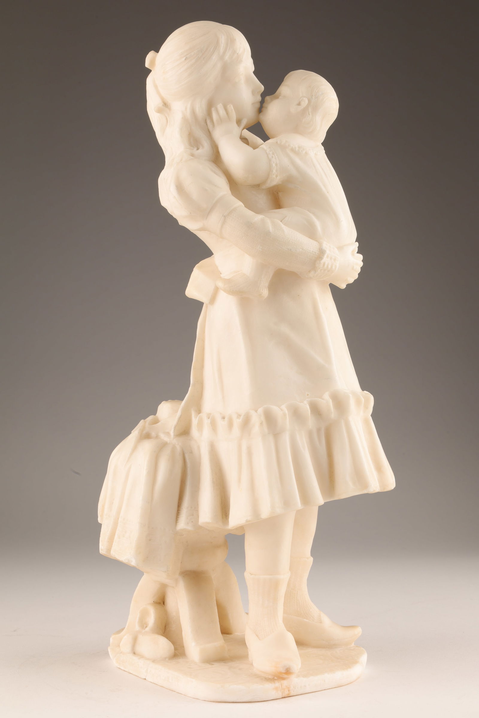 Antique Victorian Alabaster Girl and Baby Statue (1 of 7)