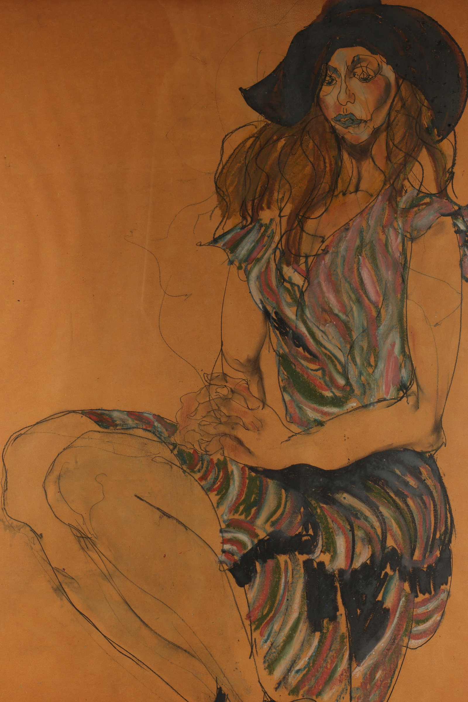 Large Modernist Mixed Media Signed Portrait Woman (1 of 7)