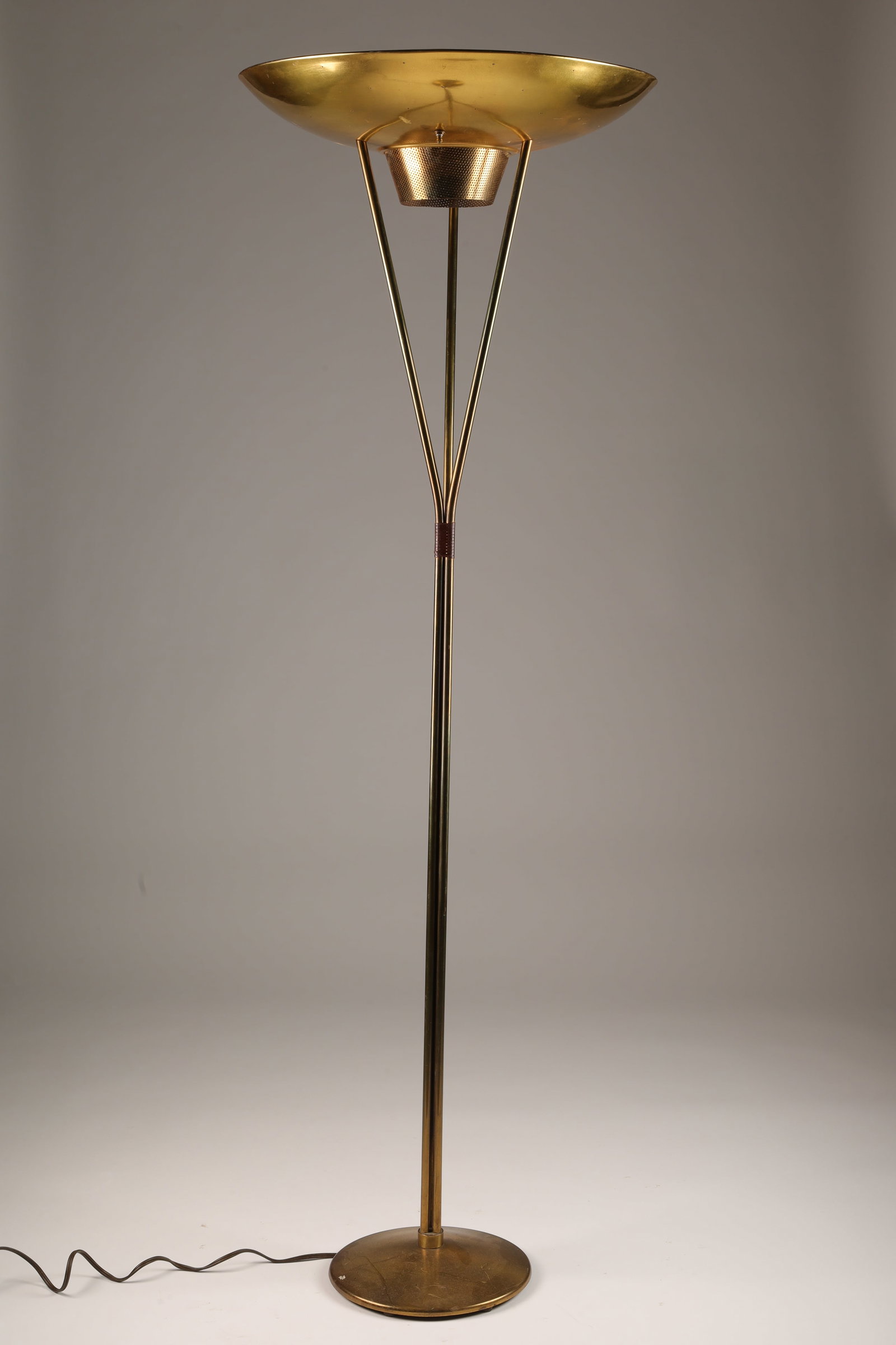 1950s MCM Pierced Brass Torchiere Floor Lamp USA (1 of 5)