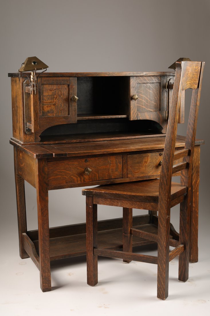 Antique American Arts and Crafts Oak Writing Desk (1 of 6)