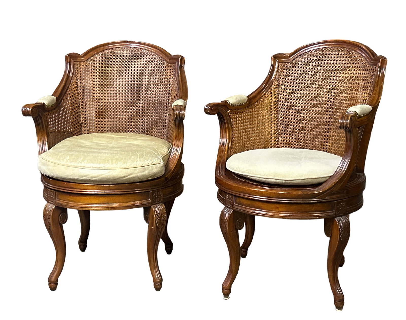 Louis XV Style Antique Walnut Swivel Armchairs (1 of 6)