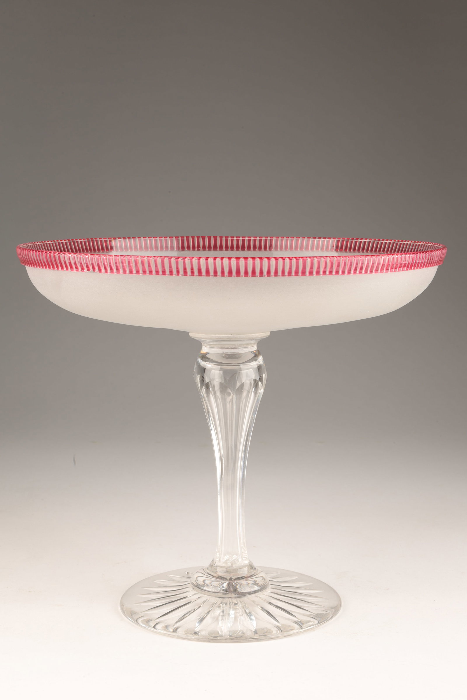 American Frost Glass Cranberry Overlay Tazza (1 of 7)
