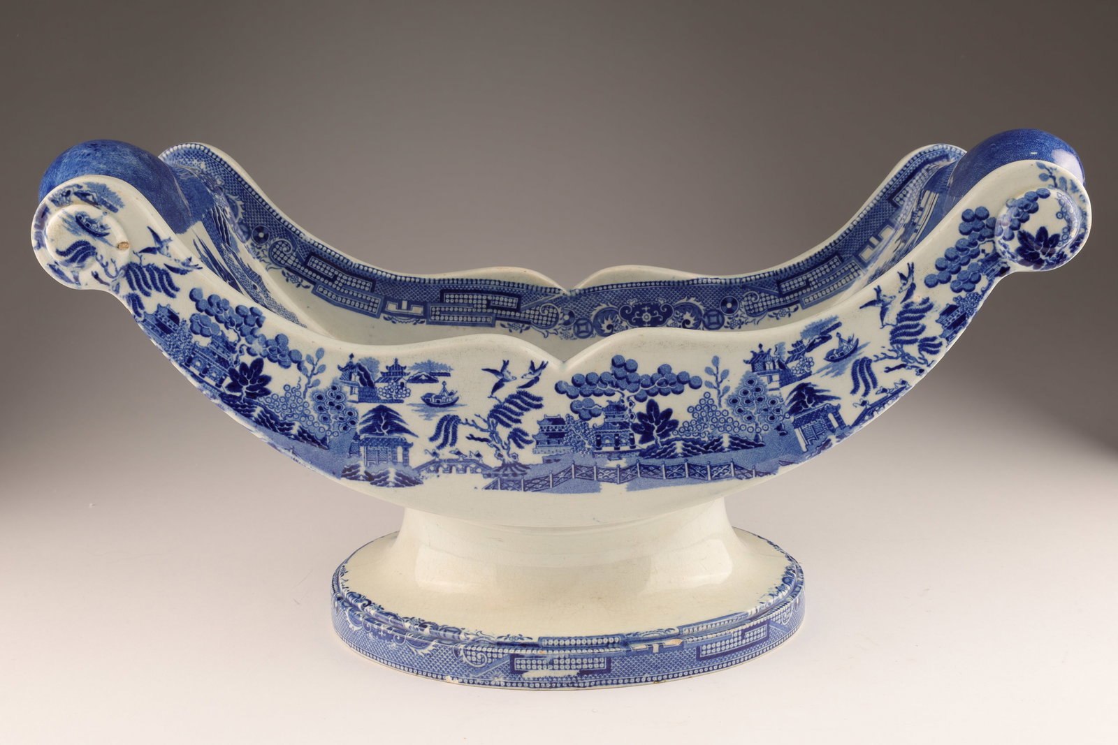 Antique Blue / White Footed Cheese Coaster Signed (1 of 11)