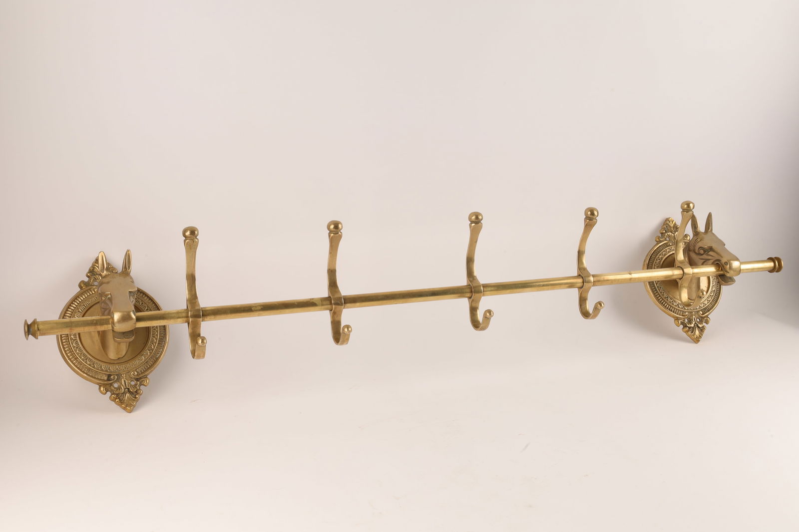 Brass Equestrian Horse Heads Wall Coat Rack (1 of 5)