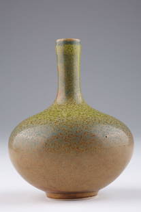 N Thorsson Royal Copenhagen Solfatara Glaze Vase: Nils Thorsson Royal Copenhagen Solfatara Glaze Stoneware Cabinet Vase. Signed in pottery, glazed number 21396 with three waves. 3.5 inches H.