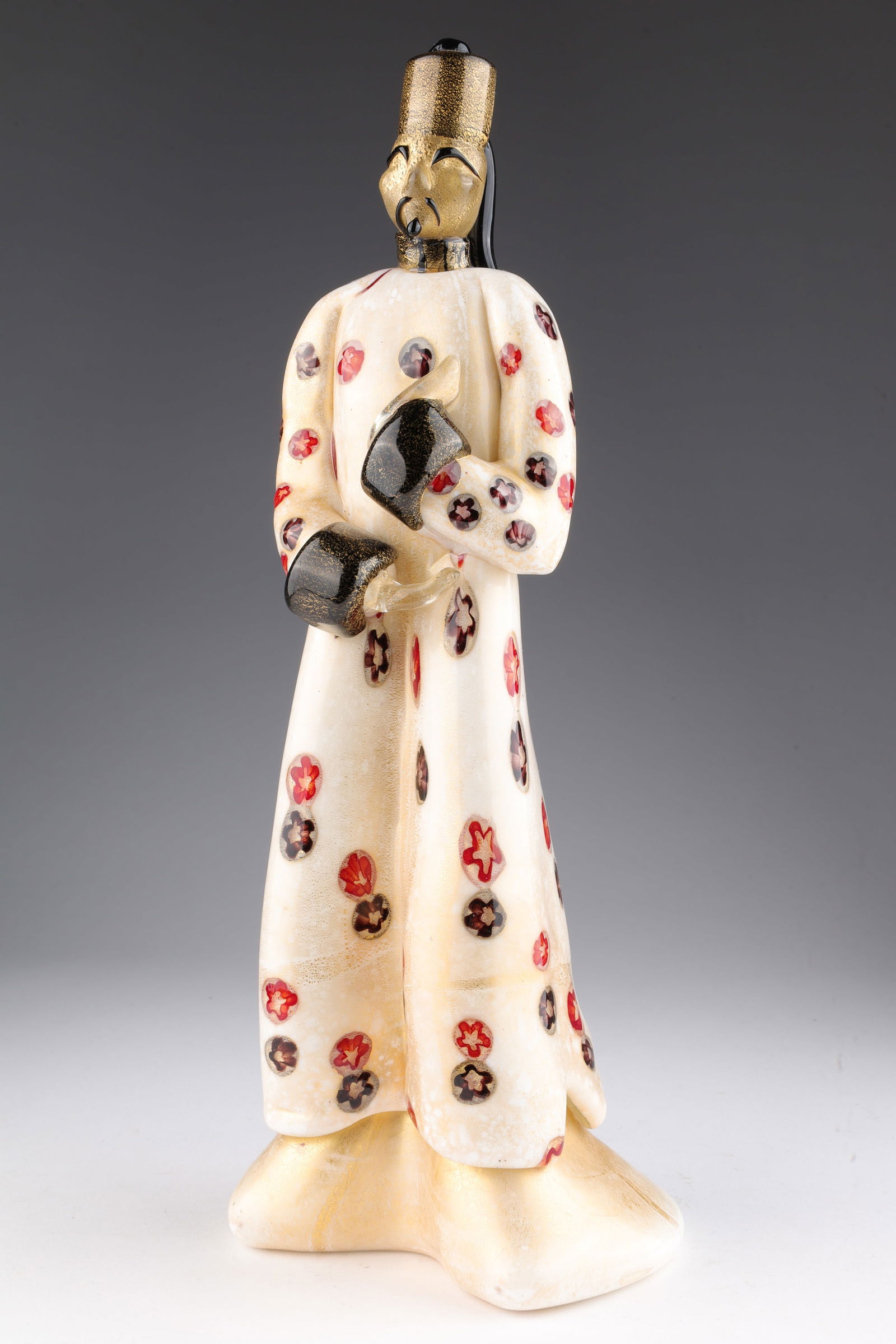 Gold Fleck Art Glass Sculpture of a Chinese Man (1 of 11)