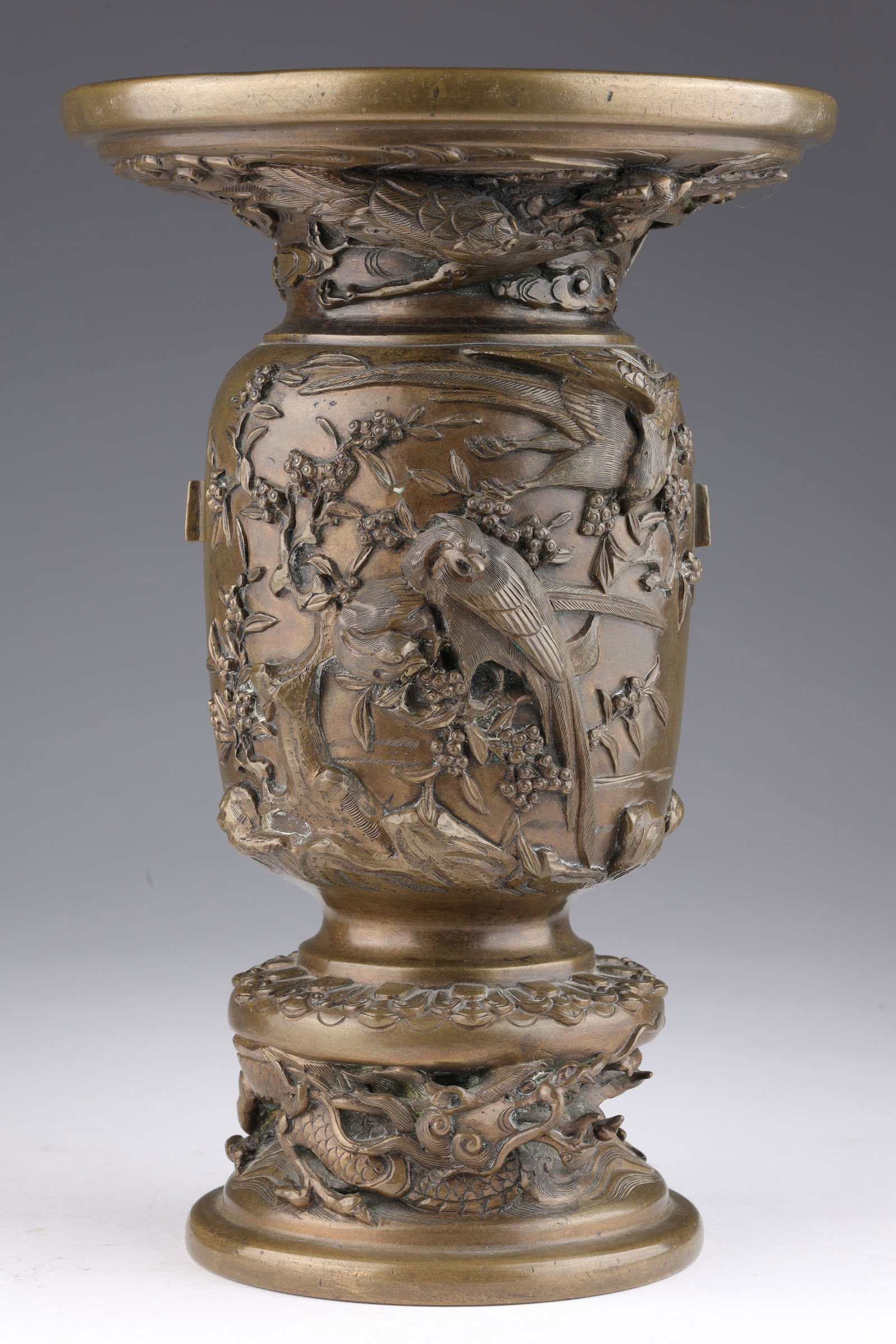 Antique Signed Japanese Bronze Vase (1 of 16)