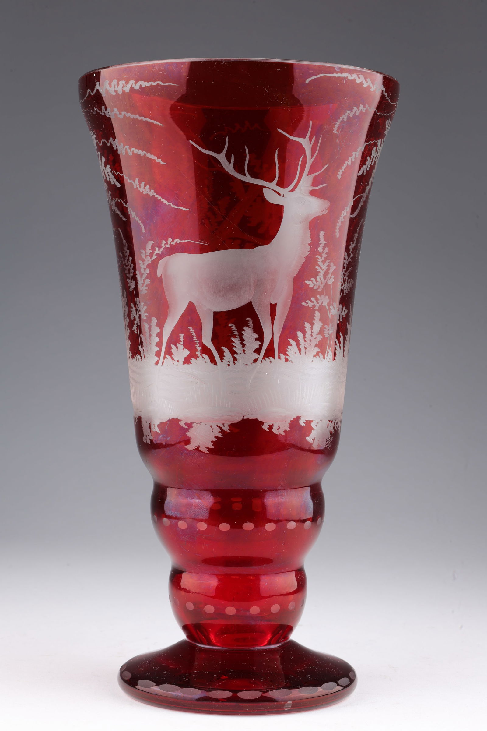 Bohemian Egermann Ruby Red Cut to Clear Vase (1 of 8)
