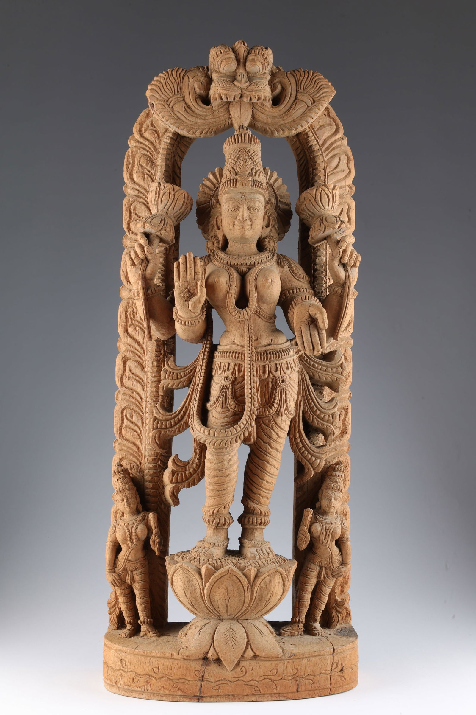 Indian Wooden Niche Goddess Lakshmi Sculpture (1 of 8)