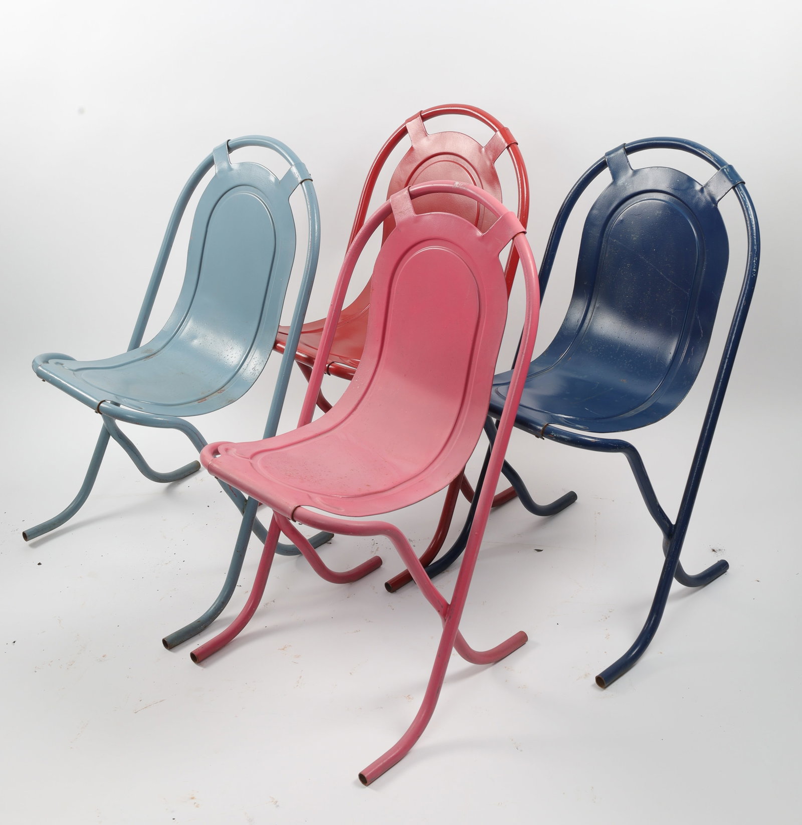 Set of 4 Vintage Stak-a-Bye Chairs by Harry Sebel: Set of 4 Vintage Stak-a-Bye Chairs by Harry Sebel. 32"h x 18"w x 20"d. Seat height 18"h