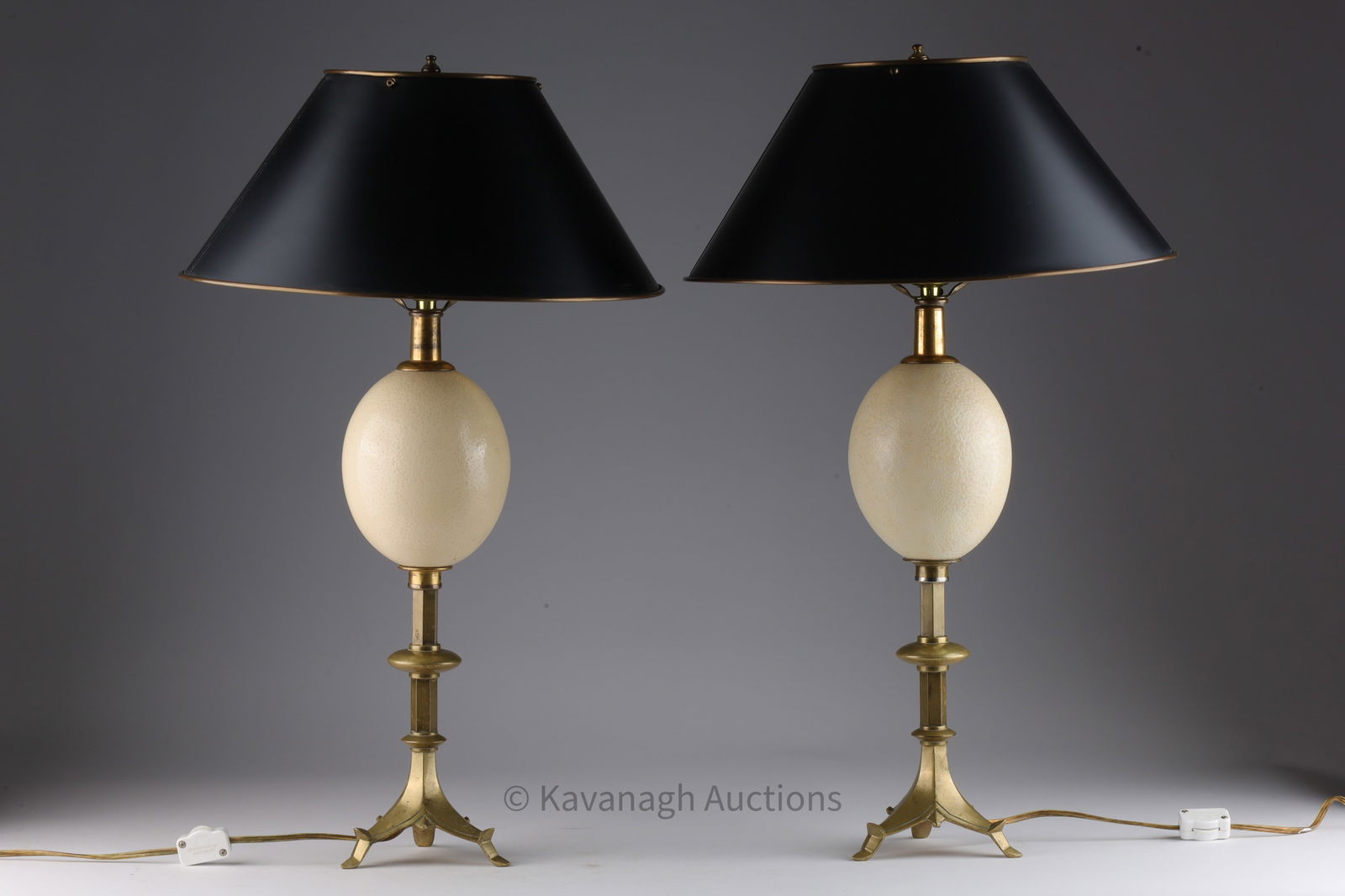 Pair MCM Maison Charles Style Ostrich Egg Lamps (1 of 7)