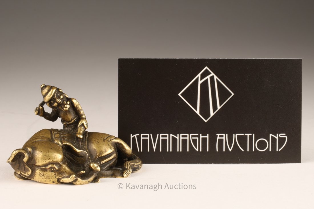 Antique Chinese Gilt Bronze Scroll Weight (1 of 8)