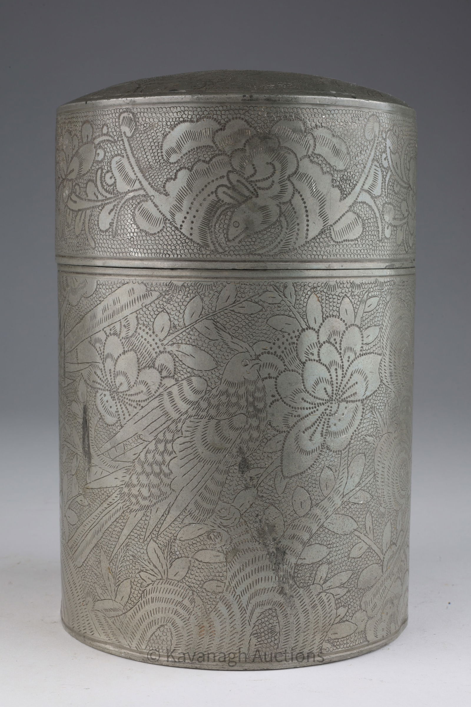 Antique Chinese Pewter Paktong Tea Caddy Canister (1 of 3)