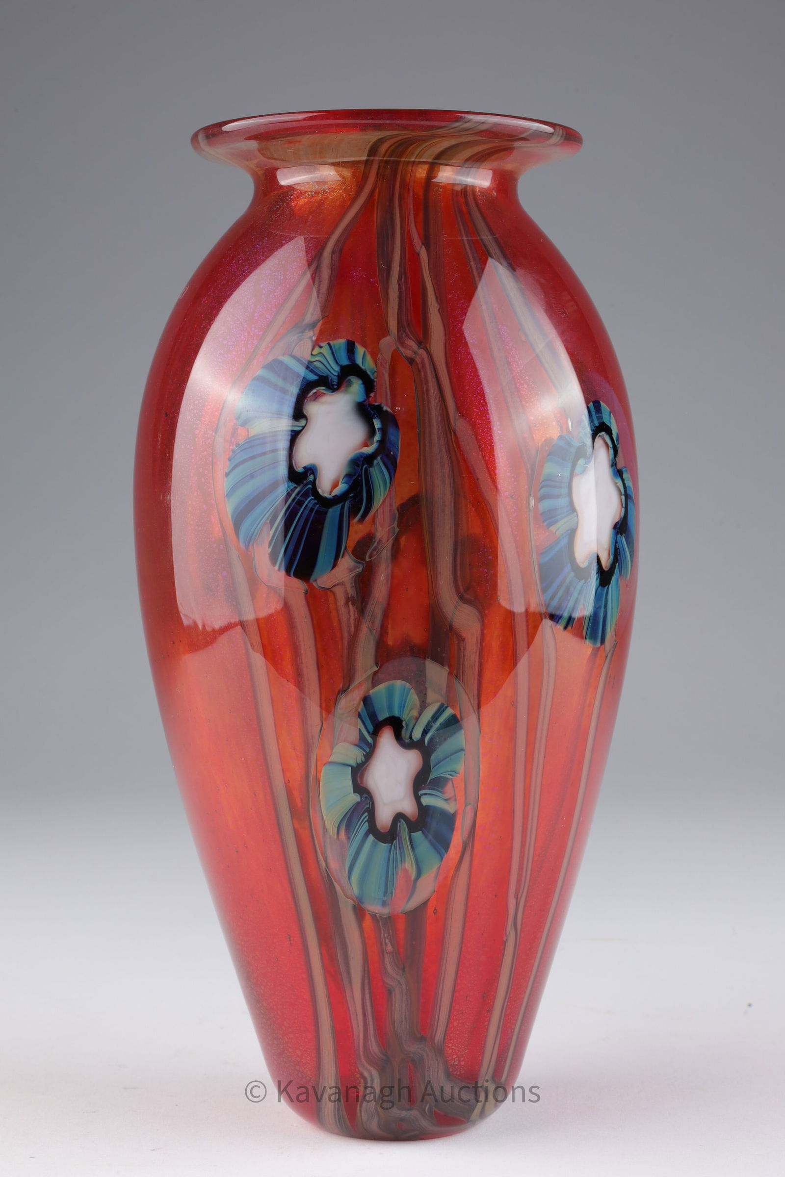 Signed Robert Eickholt Red Dichroic Art Glass Vase (1 of 7)