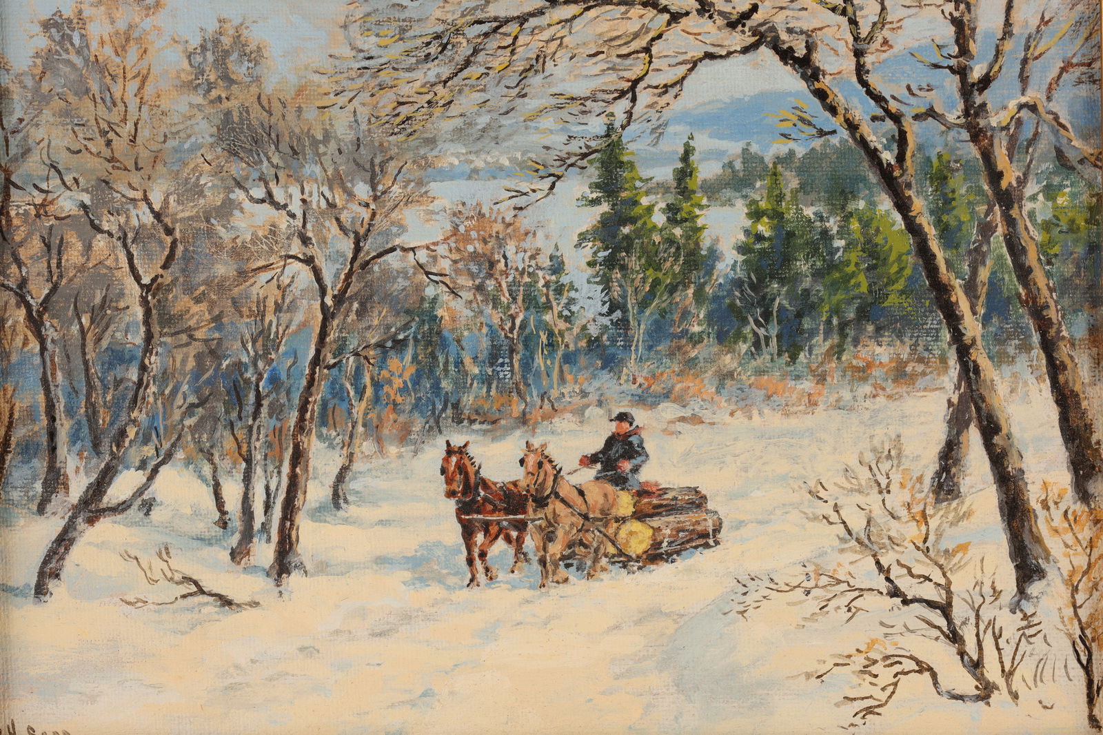 William Harvey Sadd Oil Painting, Winter Landscape (1 of 6)