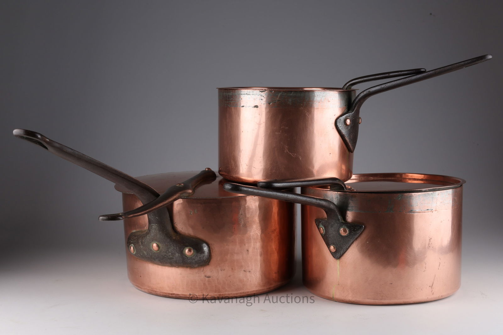 Set of 3 Antique Copper Pots One Dehillerin Paris (1 of 9)