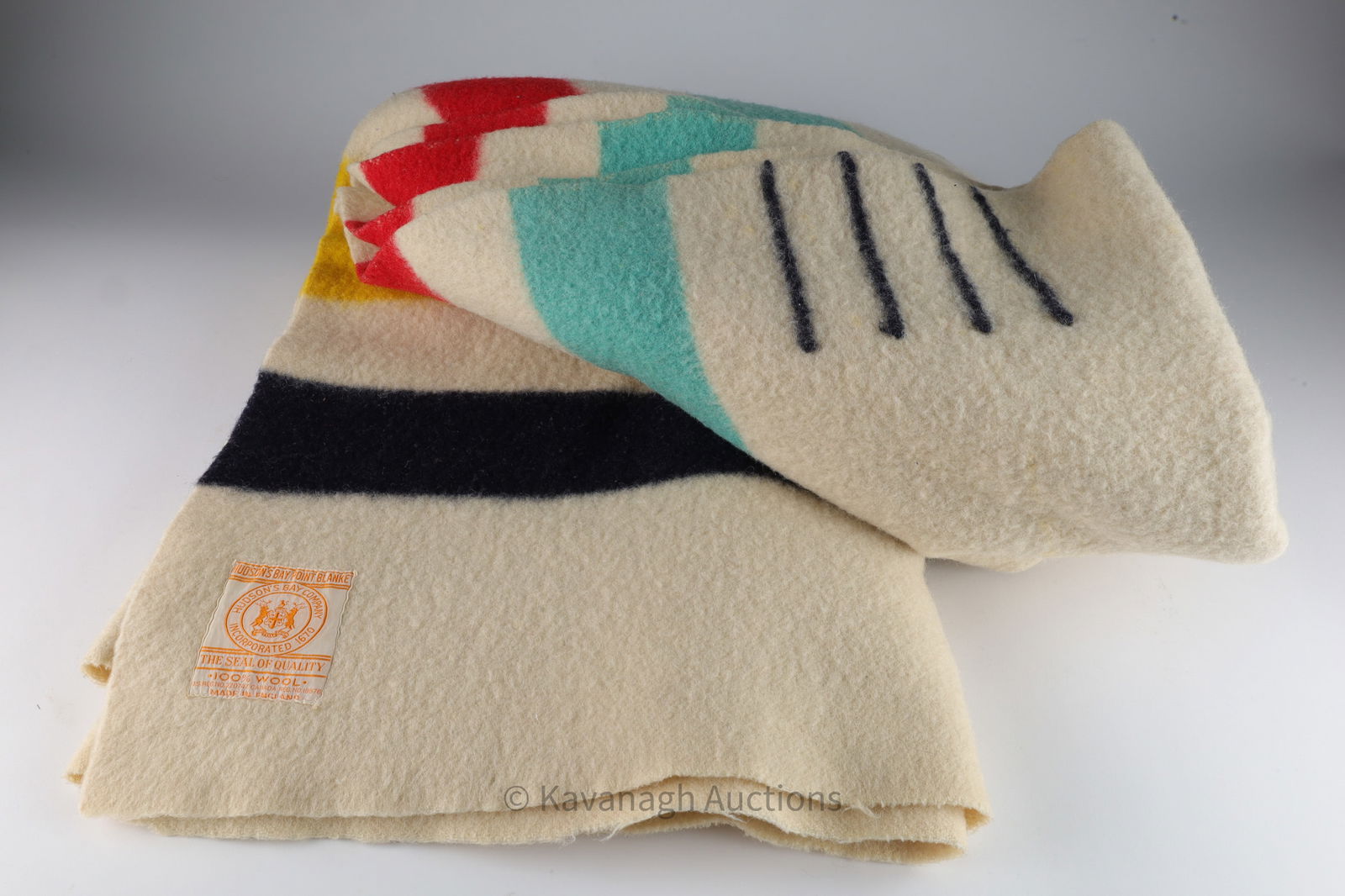 Vintage 4 Point Wool Striped Hudsons Bay Blanket (1 of 4)