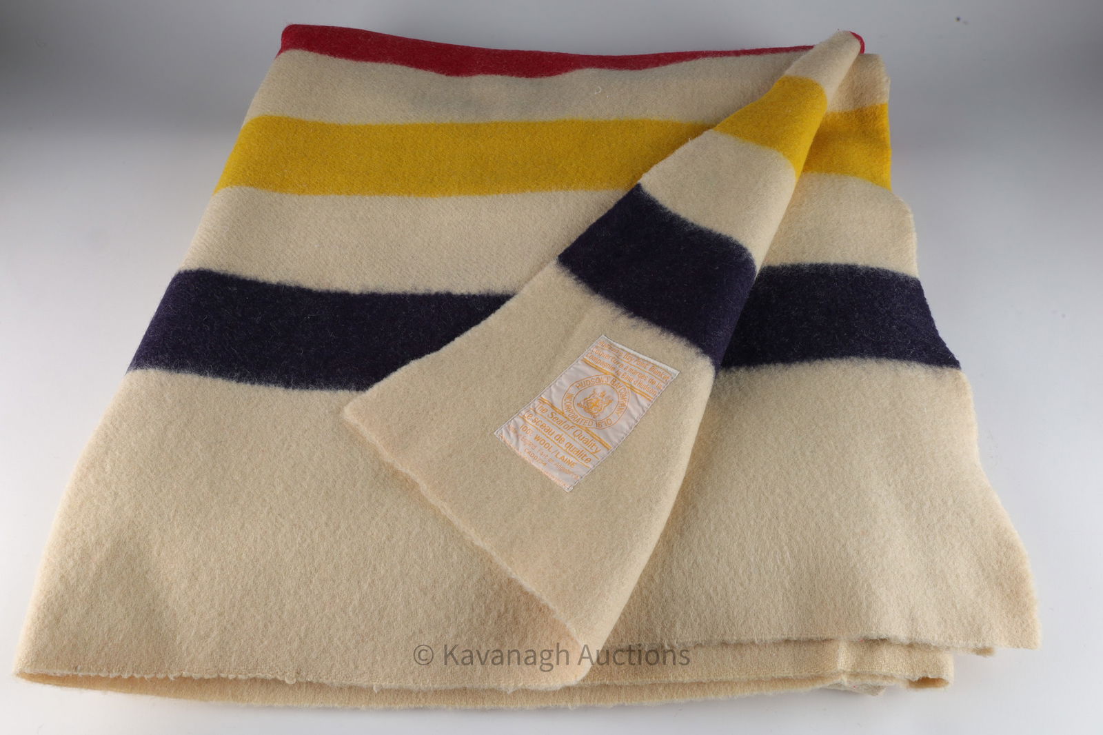 Large Hudsons Bay Striped Wool Blanket 6 Points (1 of 6)