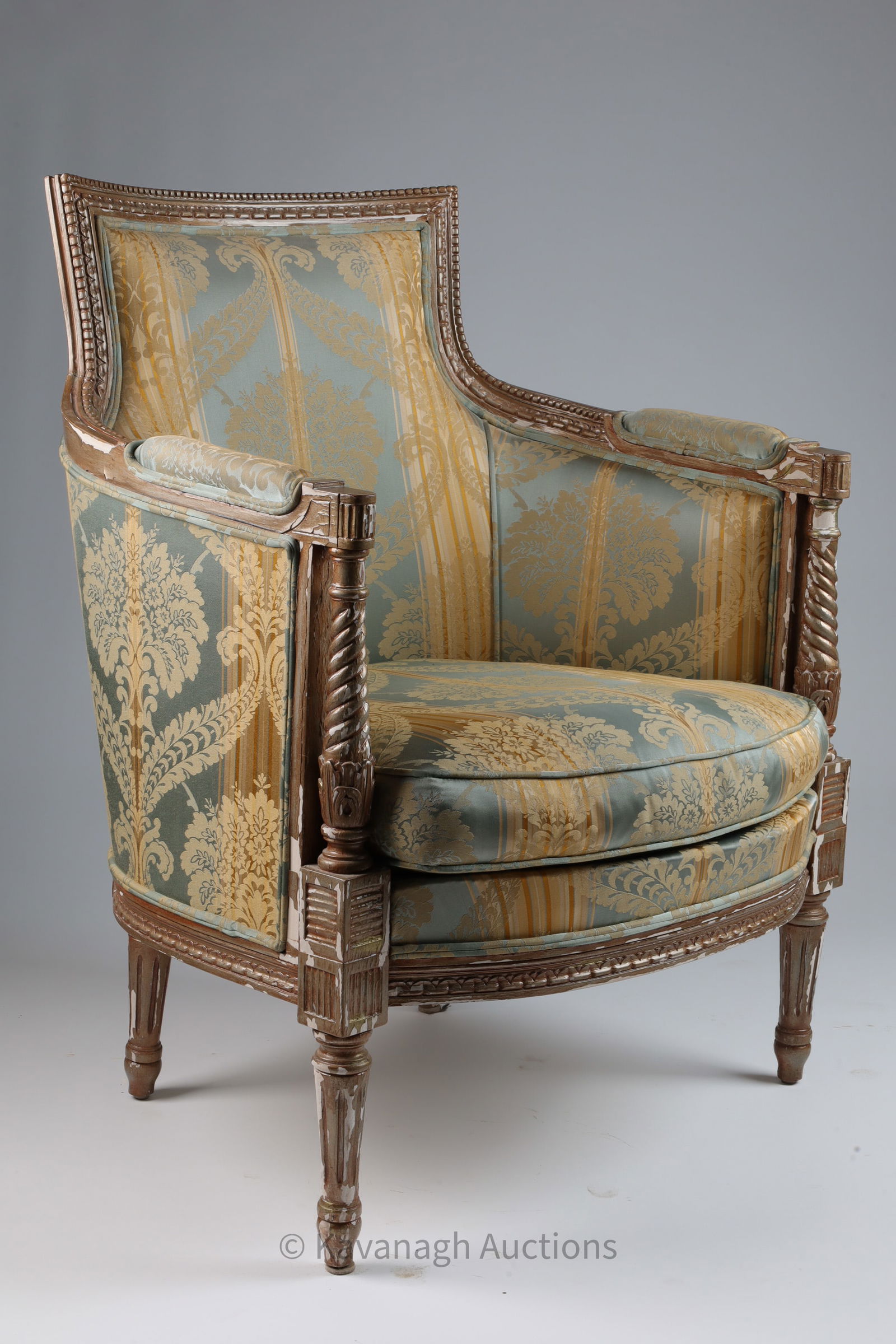 Antique Louis XVI Style Gilt Bergere Armchair (1 of 5)