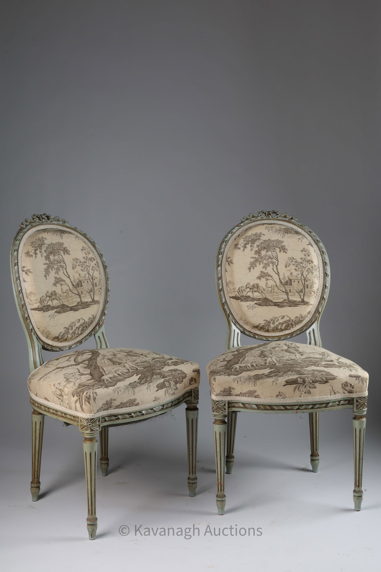 Pair French Louis XVI Neoclassical Dining Chairs (1 of 6)