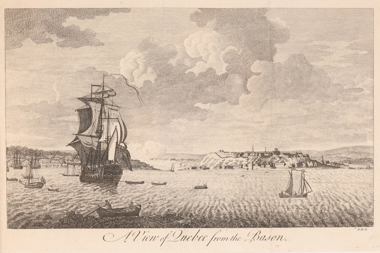 18th C Quebec Engraving View of Quebec from Bason (1 of 5)