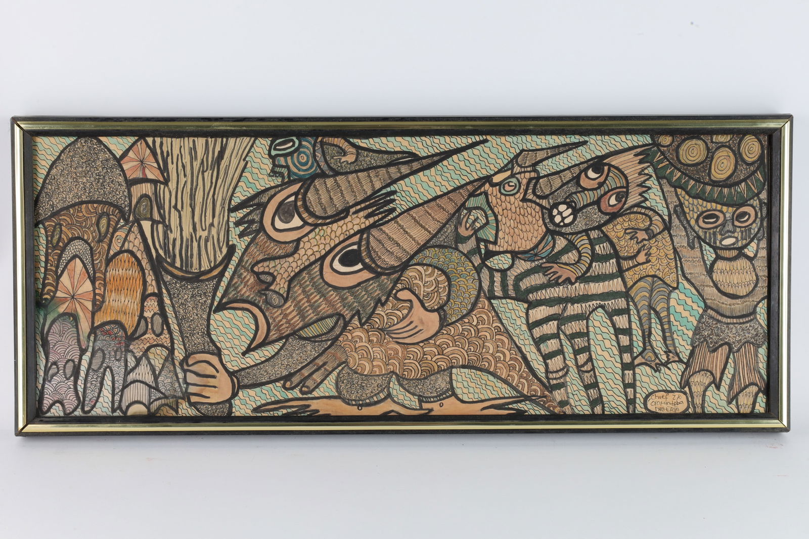 Chief Z Oloruntoba Ink on Muslin African Painting (1 of 5)