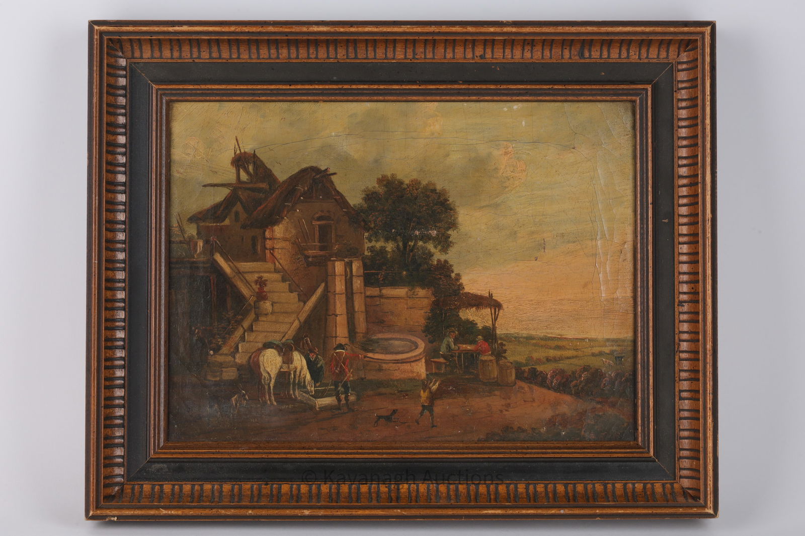 Antique Signed Dutch School Landscape Inn Farm (1 of 10)