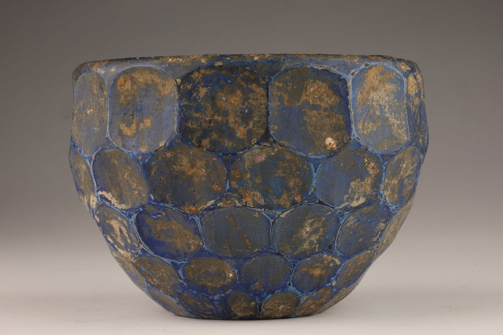 Antique Sasanian Style Glass Faceted Lapis Blue Bowl (1 of 5)